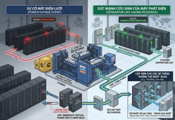 Vai trò của máy phát điện cho chung tâm dữ liệu